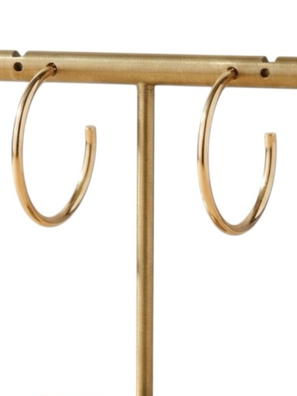 Solid Gold Tone Open Hoop Stud Earrings (NWT)